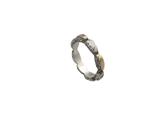 SIlver and gold beads ring